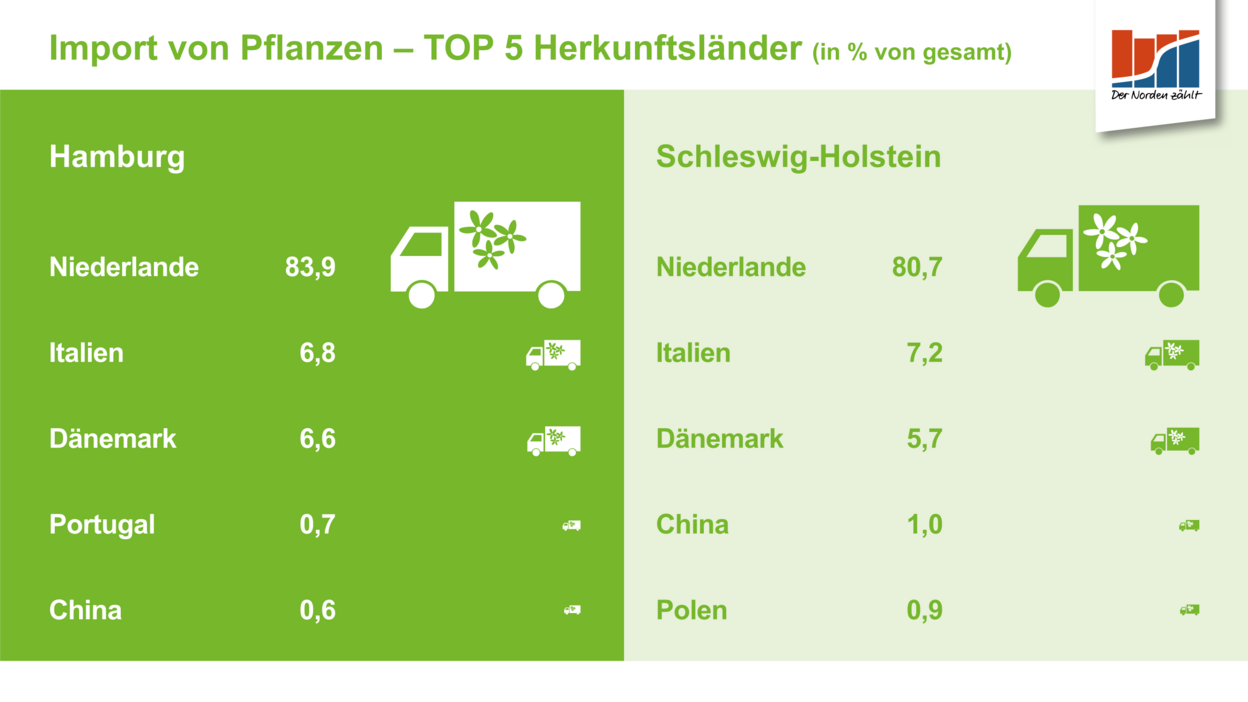 Infografik - Import von Pflanzen - TOP 5 Herkunftsländer